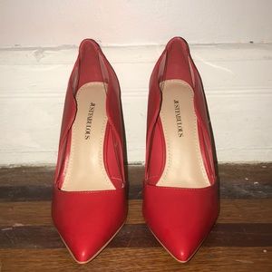 Red close toed heels